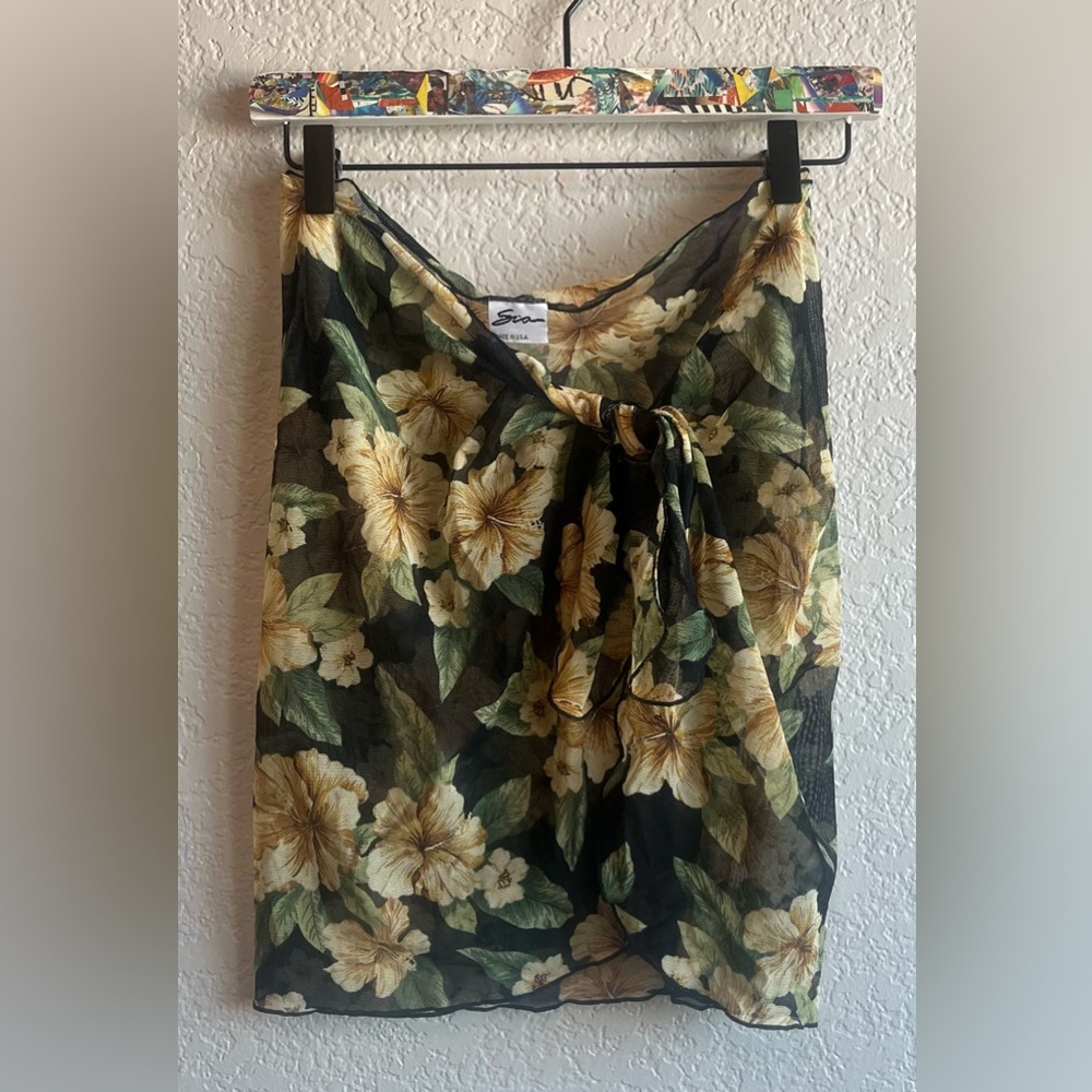 Vintage Sia Floral Sheer Wrap Cover up